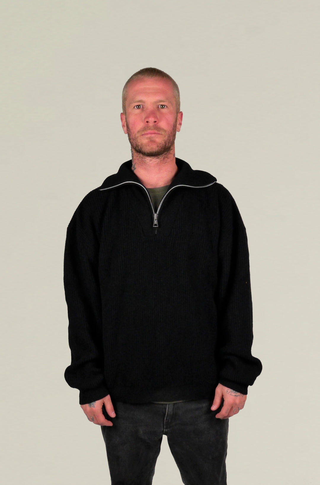 Zipped collar jumper "George" - Black