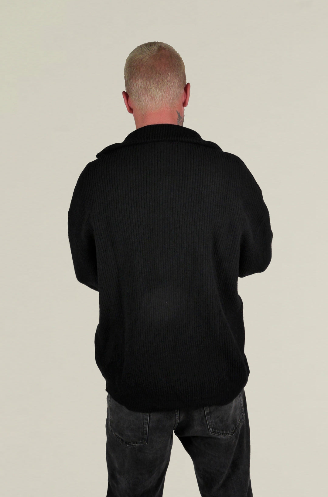 Zipped collar jumper "George" - Black