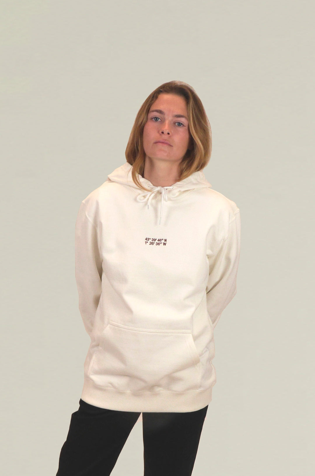 Hoodie "Coordonnées 2024" - Blanc