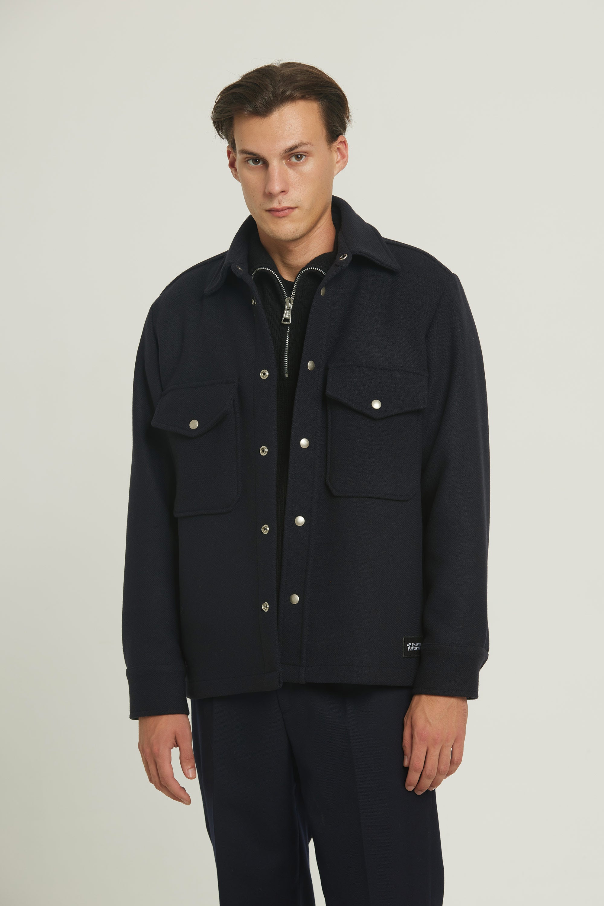 Overshirt jacket in wool "Cold Morning" - Navy