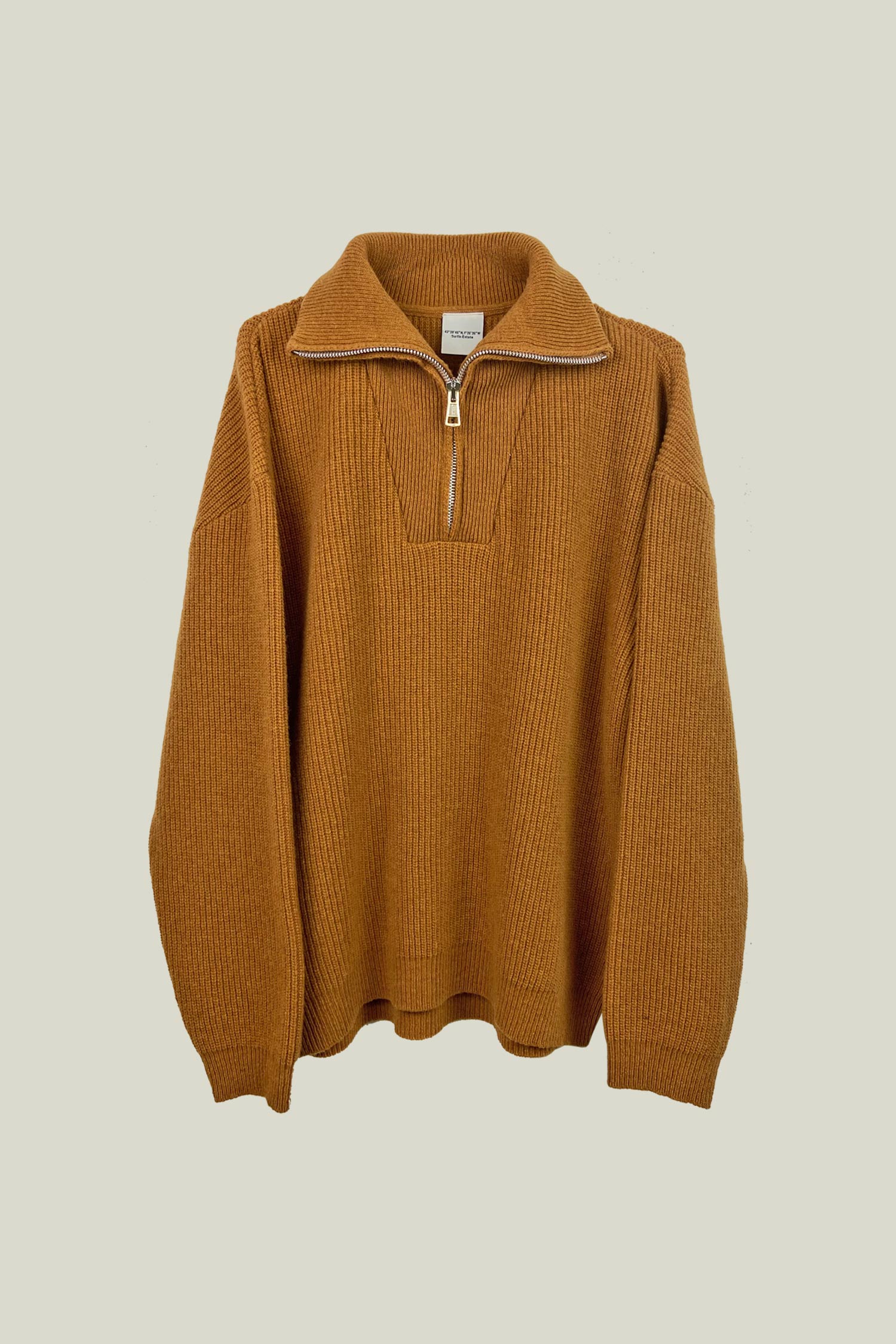  Pull doux en laine à col zippé et manches longues "George"- Camel